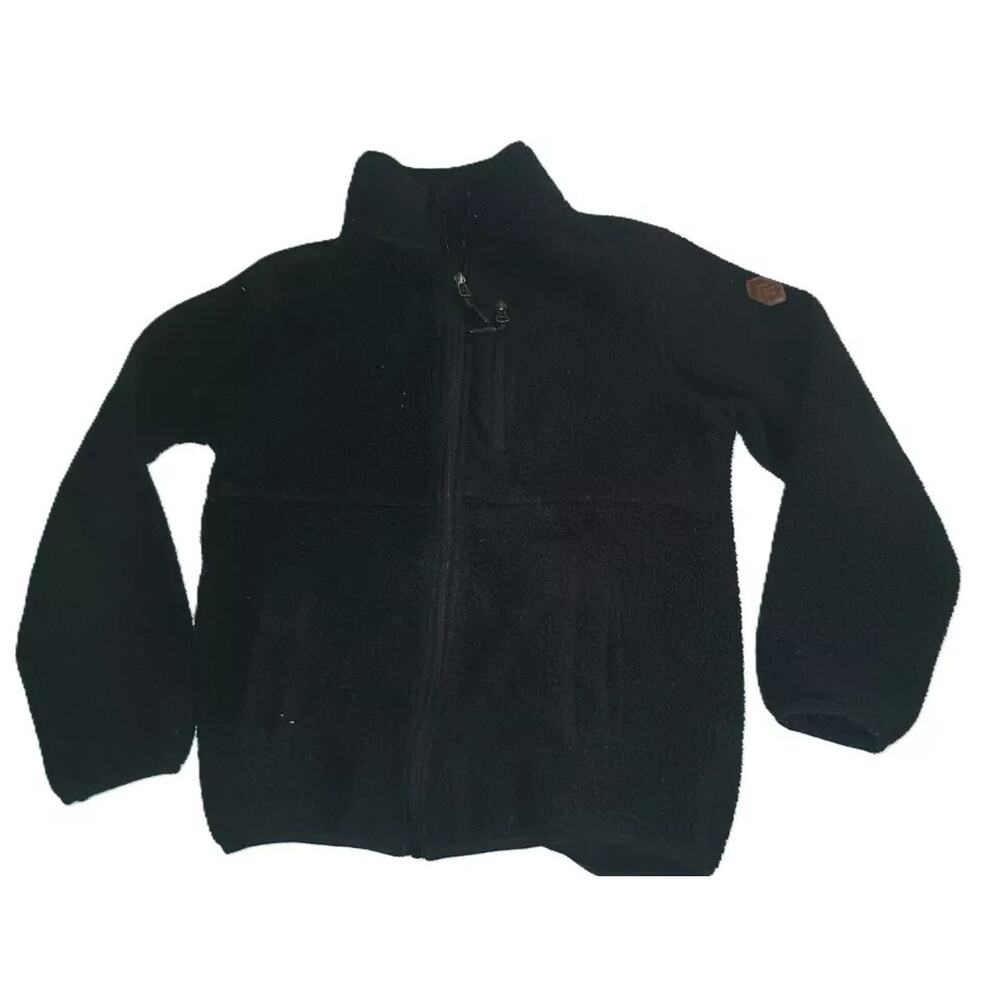 Free Country Boys FreeCycle Soft & Cozy Highland Sherpa Jacket Black Sz 7/8 B002